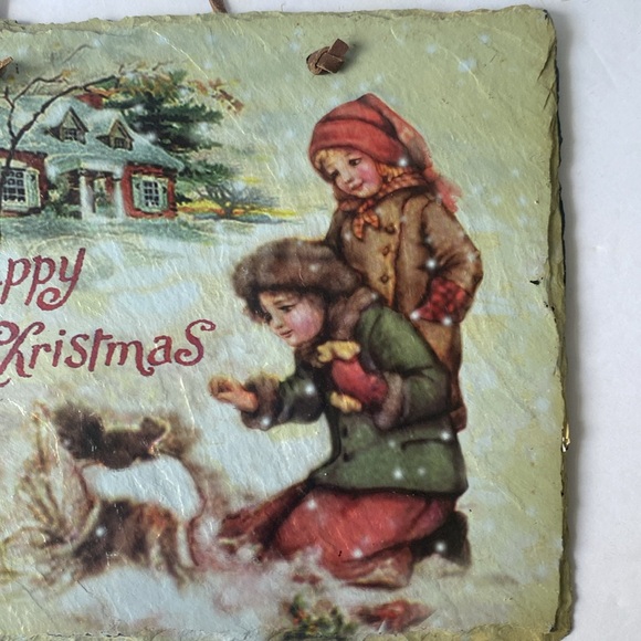 Vintage Christmas Scene slate wall decoration - Picture 3 of 7